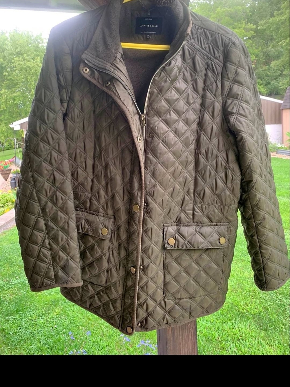 Lucky Brand Quilted Jacket in Olive Green